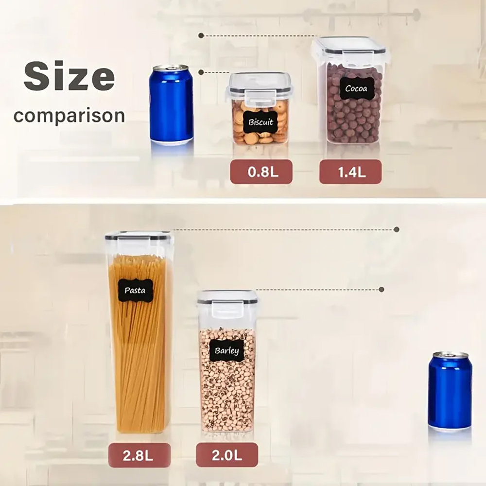 7 Pack Airtight Food Storage Containers With Lids,Plastic Storage Canisters For Kitchen & Pantry Organization,Dry Food Canisters For Flour, Sugar And Cereal